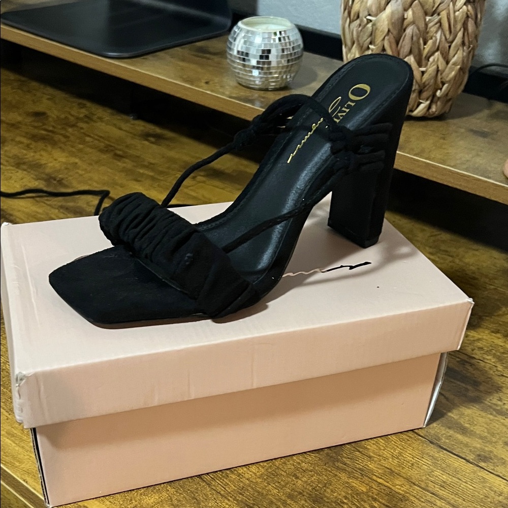 Black Strappy Heeled Sandals